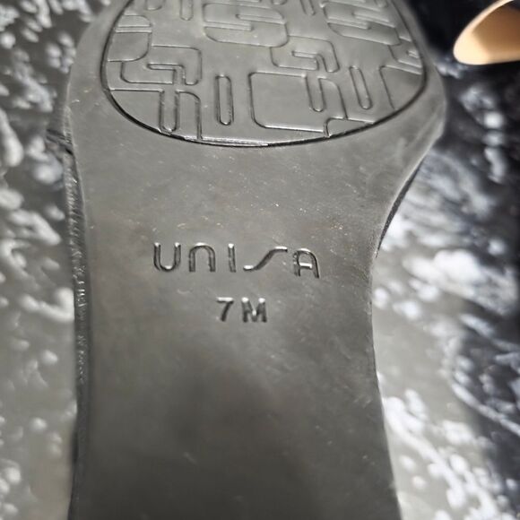 BRAND NEW UNISA LOW-HEEL WEDGE SHIMMER QUARE- TOE SANDAL - Picture 10 of 13